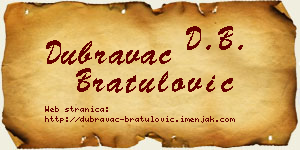 Dubravac Bratulović vizit kartica
